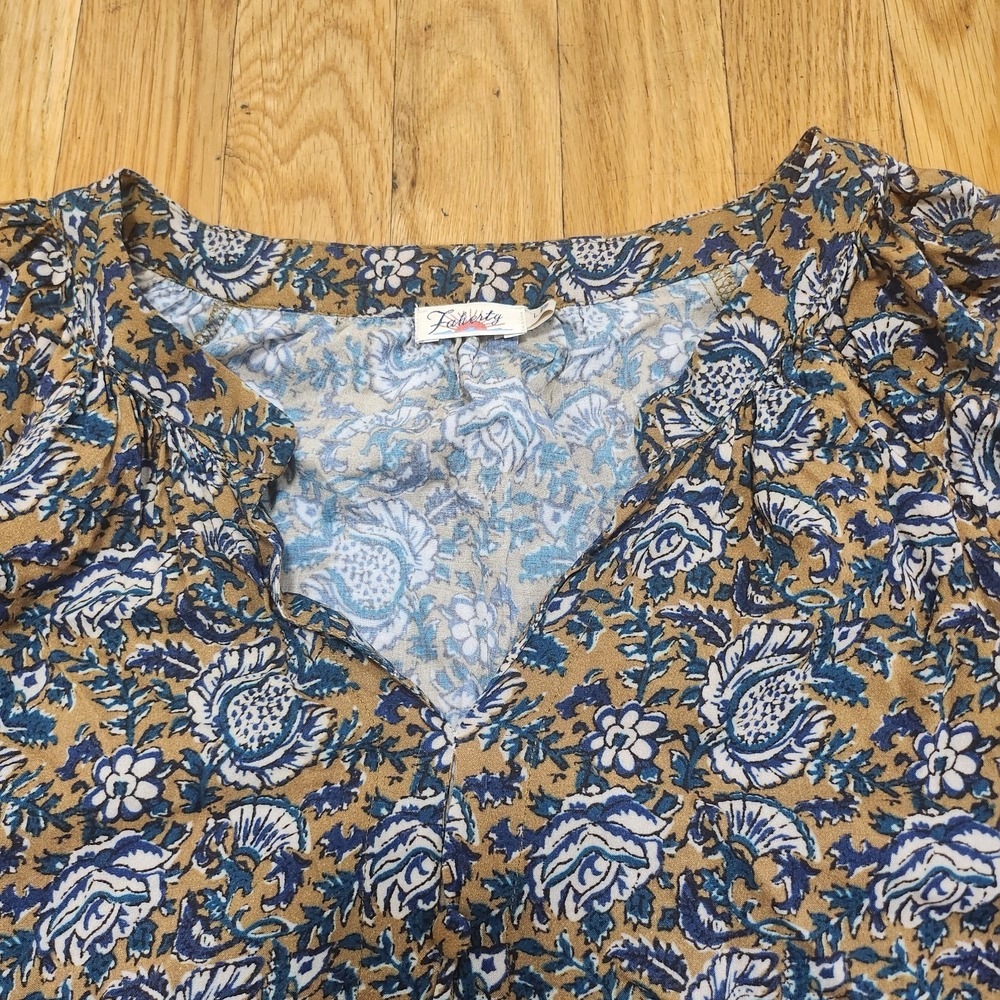 Faherty Noami Floral Boho Peasant Blouse With Fairfield Border - Picture 4 of 10